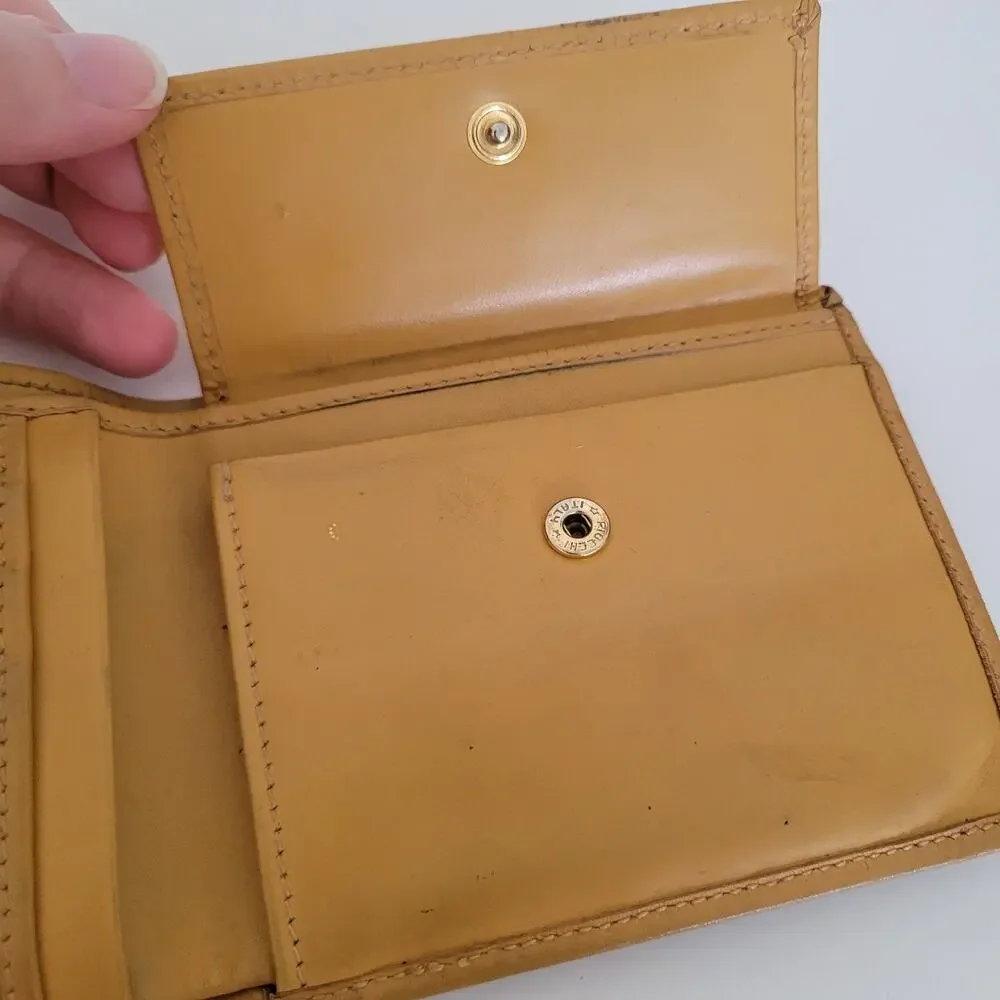 Celine Vintage‎ Bifold Leather Beige Tan Wallet Medium Folding Card Bill Holder